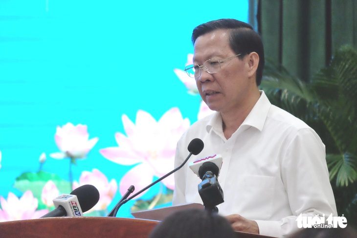 Chủ tịch UBND TP.HCM Phan Văn Mãi phát biểu chỉ đạo tại hội nghị - Ảnh: PHƯƠNG NHI