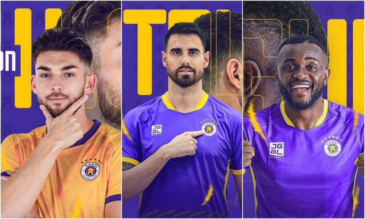 Ba ngoại binh mới nhất của CLB Hà Nội (từ trái sang): Brandon Wilson, Damien Le Tallec và Joel Tagueu - Ảnh: HANOIFC